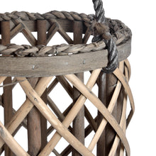 Load image into Gallery viewer, Large Wicker Indoor Outdoor Lantern with Glass Hurricane
