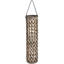 Load image into Gallery viewer, Large Wicker Indoor Outdoor Lantern with Glass Hurricane
