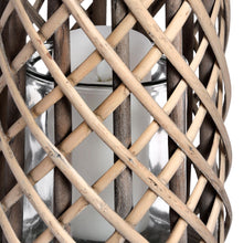 Load image into Gallery viewer, Medium Wicker Garden Lantern Light with Glass Hurricane
