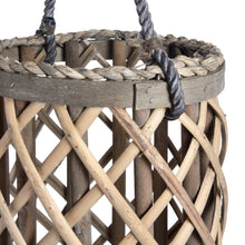 Load image into Gallery viewer, Medium Wicker Garden Lantern Light with Glass Hurricane
