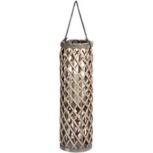 Load image into Gallery viewer, Medium Wicker Garden Lantern Light with Glass Hurricane
