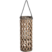 Load image into Gallery viewer, Small Wicker Indoor Outdoor Lantern Light with Glass Hurricane
