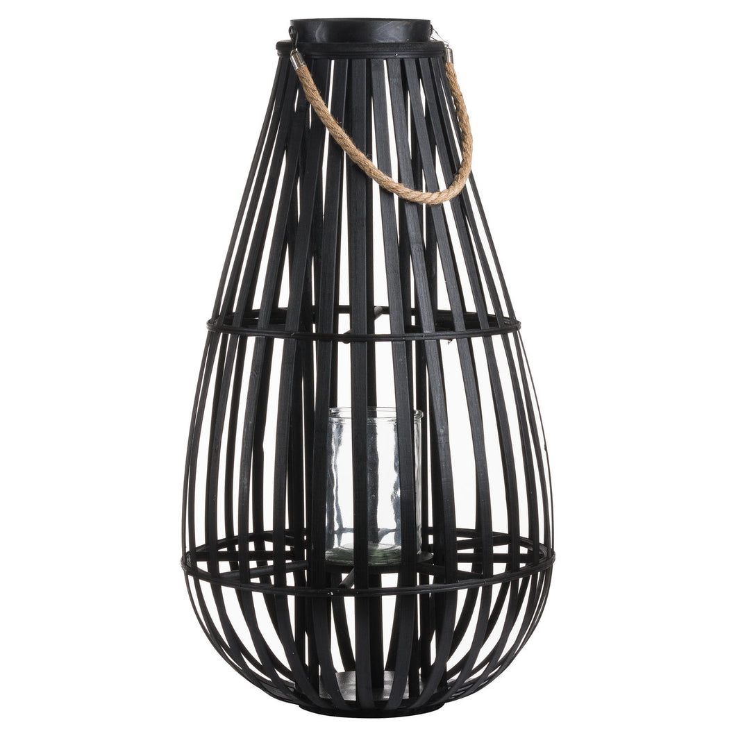 Large Floor Standing Domed Wicker Garden  Lantern With Rope Detail