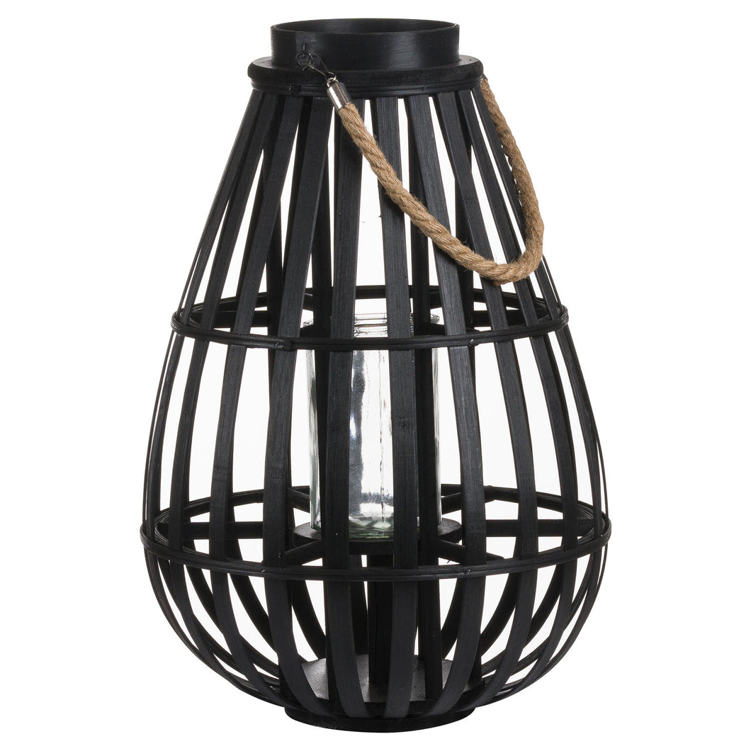 Small Black Domed Rattan Garden Lantern Light