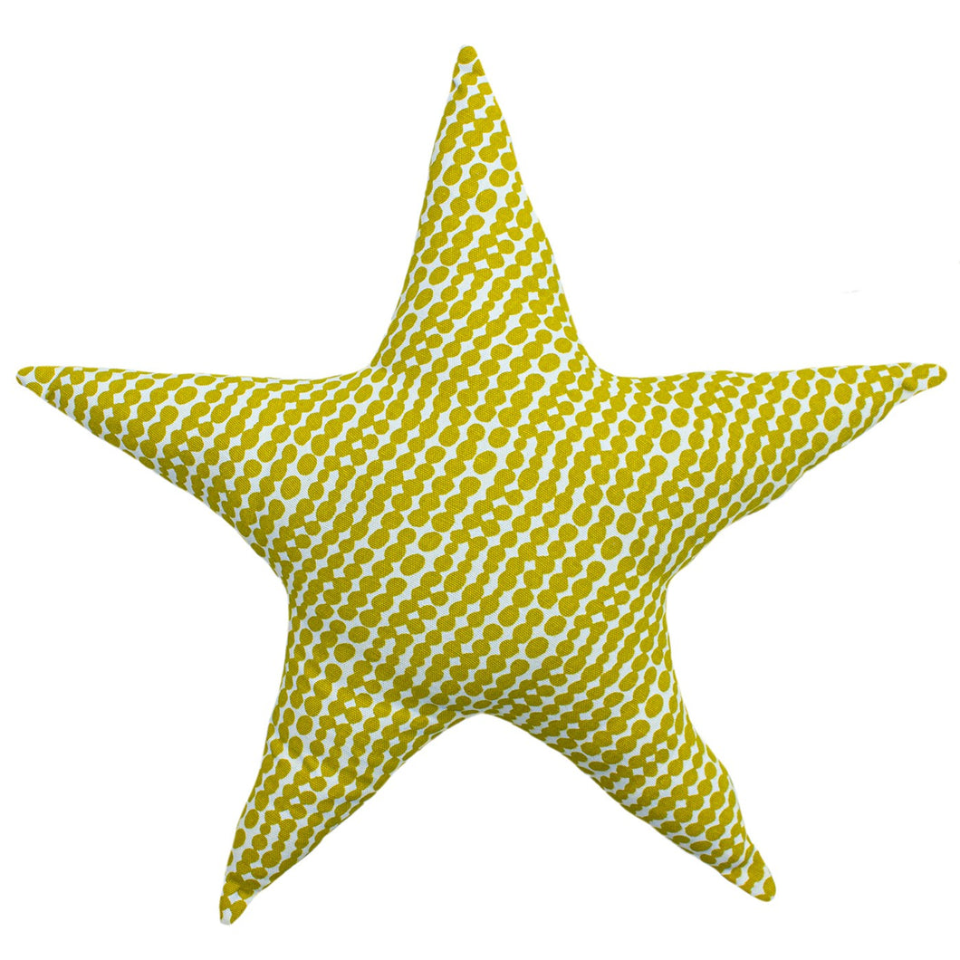 Little Furn Printed Star Cushion in Mustard/Grey