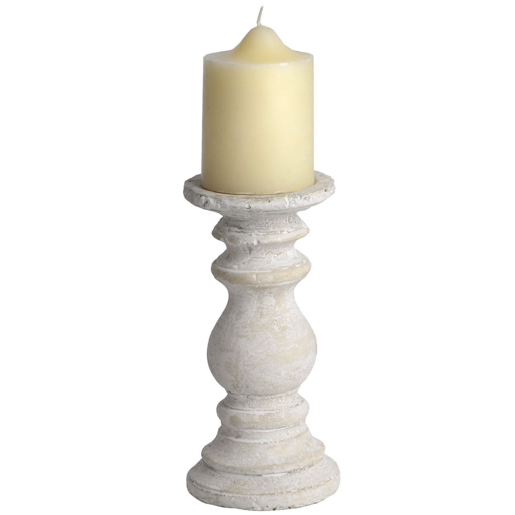 Antique White Small Stone Effect Candle Holder