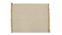 Load image into Gallery viewer, The placemat features Mustard and taupe stripes accented with fringing to create a casual, yet done tablescape.
