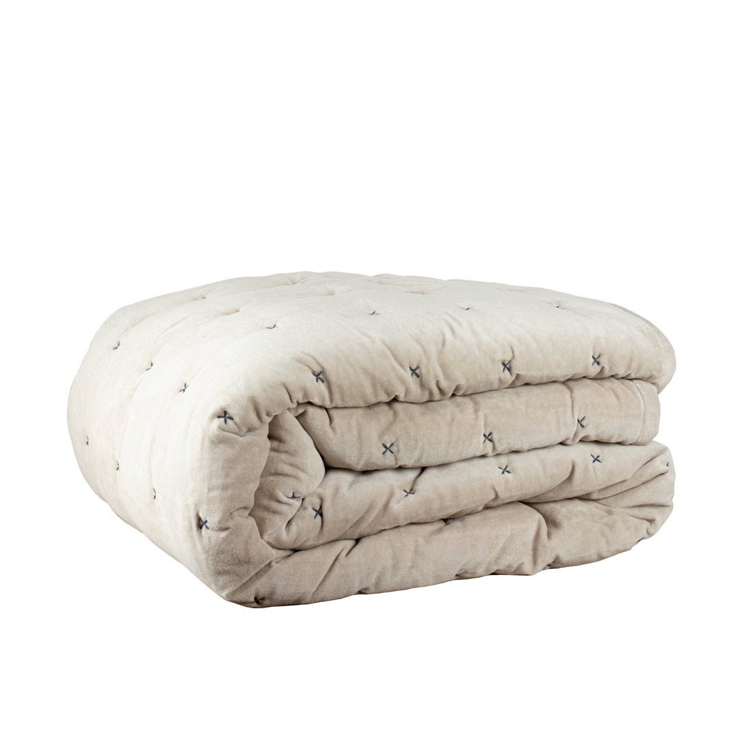 ALSO Home Aby Natural Velvet Criss Cross Throw