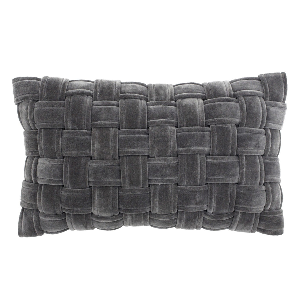 Paoletti Kross Velvet Charcoal Cushion